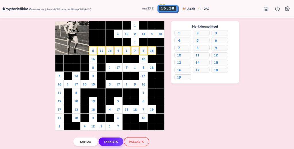Kryptoristikko Numbers