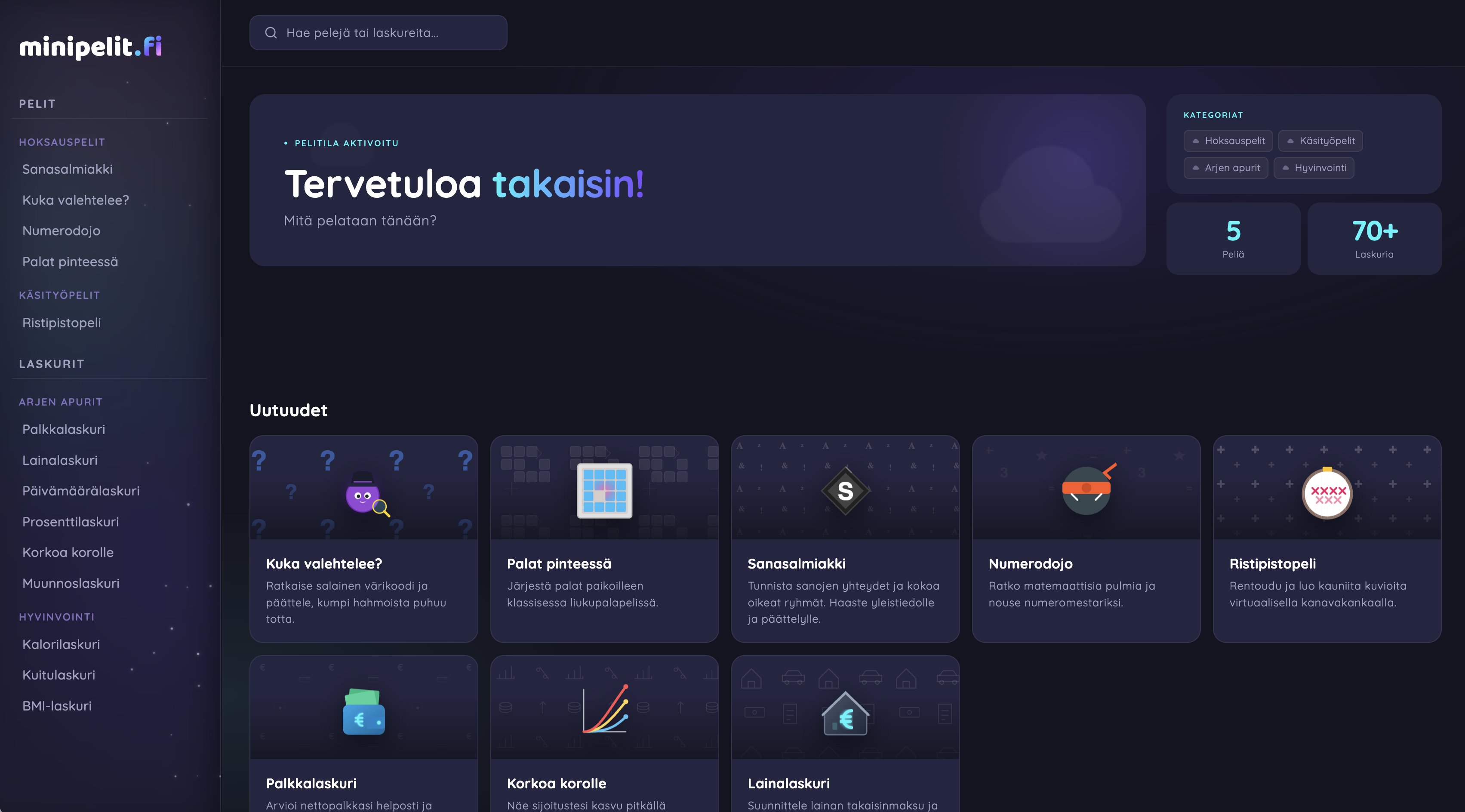 minipelit.fi project preview